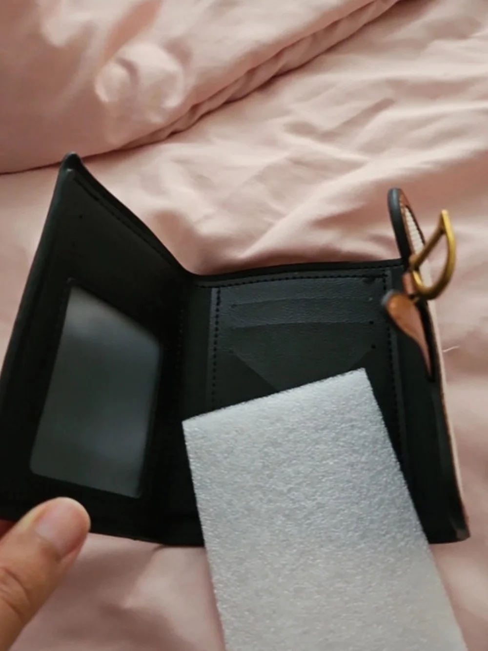 Two-Tone Cream and Brown Women's Wallet with Gold Accent